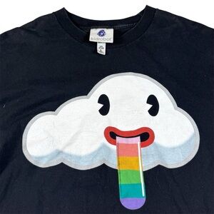 Vintage Y2k Kidrobot Rainbow Cloud T-Shirt Friends With You Black Graphic Mens L